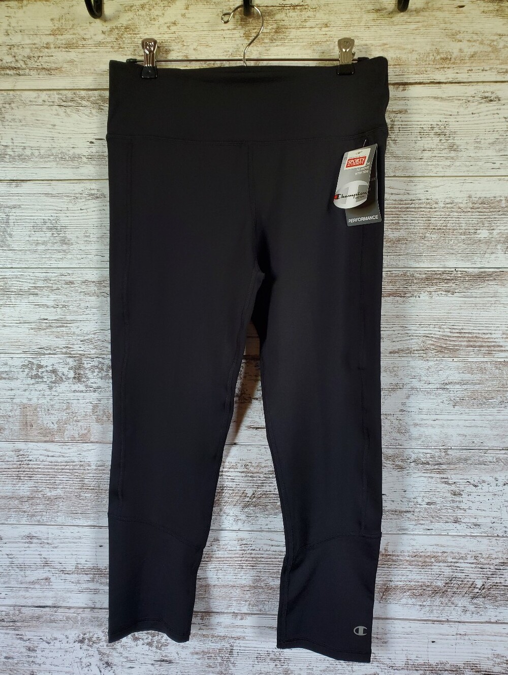Champion Performance Cropped Leggings Black Capri Workout Tights Unisex NWT